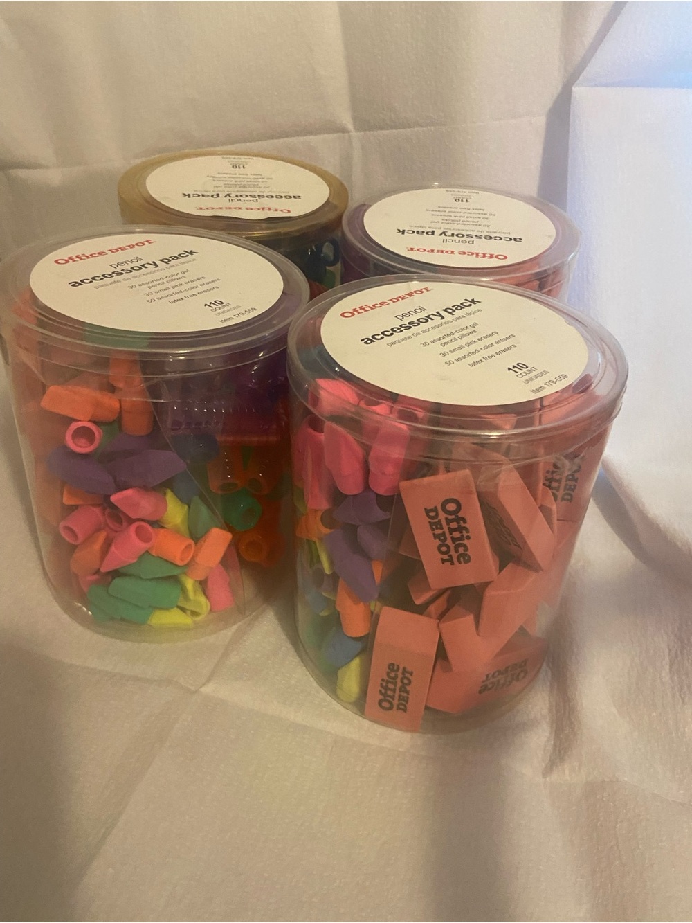 Office Depot Assorted Pencil Accessory Pack , Erasers etc (4pk); 440 pcs